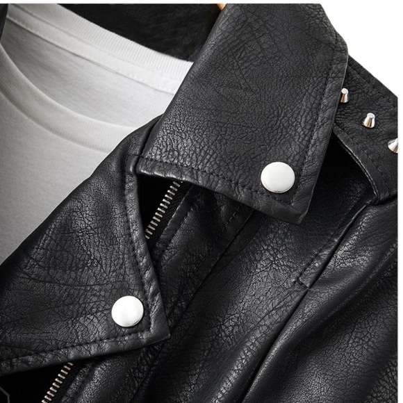 DARE YOU Faux Leather Cropped Moto Jacket Silver Hardware Black, Sm…Goth… - Picture 8 of 16